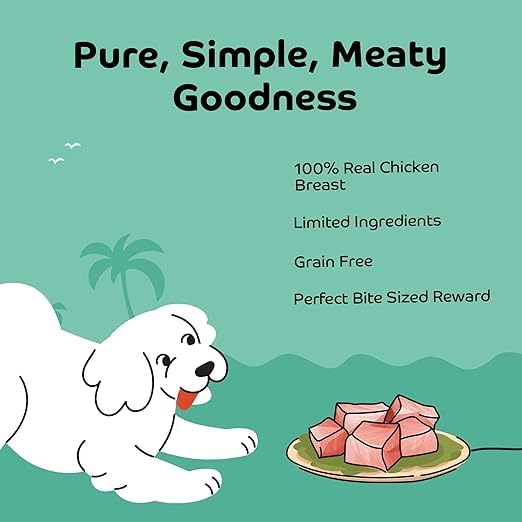Image of Tender Chicken Jerky Bites Dog Treats for Puppies & Adult Dogs | Made with Real Chicken Breast | High-Protein Low-Fat Grain-Free Reward Snacks | Pack of 5 | 50g x 5
