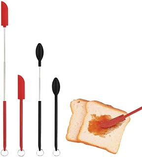 Mini Mini Silicone Telescopic Spatula, Jar Scraper Set, Multifunction Double Heads Silicone Jar Spatula with Spoon for Kitchen Jars Butter Cream Food Bottles Beauty Products