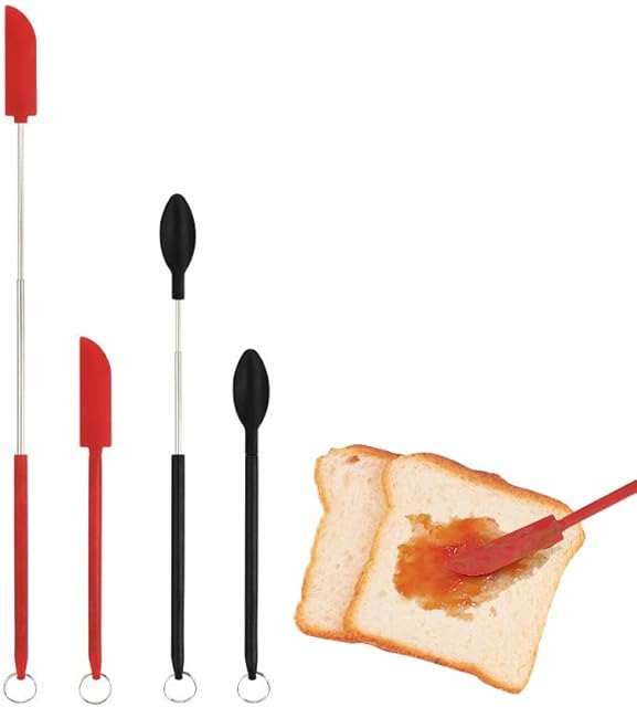 Mini Mini Silicone Telescopic Spatula, Jar Scraper Set, Multifunction Double Heads Silicone Jar Spatula with Spoon for Kitchen Jars Butter Cream Food Bottles Beauty Products