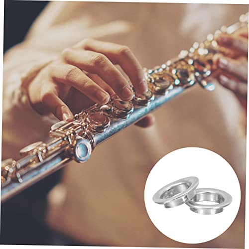 2Pcs Flute Pressure Pad Brass Fittings Flute Parts Brass Flute Pad Cup Recorder Instrument For Nickel-Plated Brass Silver Flute Repair Tools Metal Flute Supply Nickel Plated #TOP6