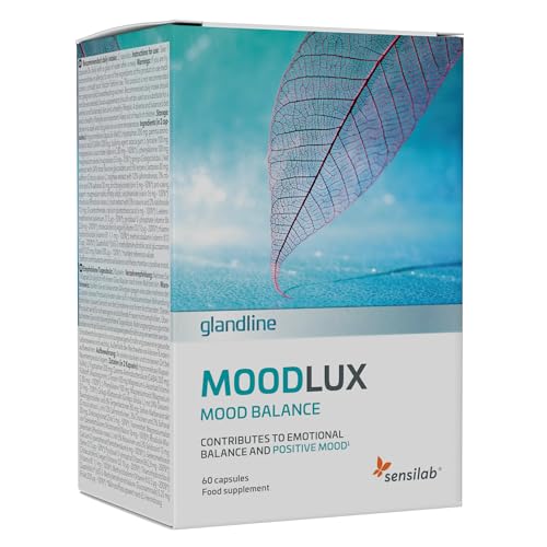 Sensilab MoodLux Serotonin-Komplex für gute Laune mit L-Tryptophan Safran Rhodiola Ginkgo Selen Magnesium L-Tyrosin und Vitamine 60 Kapseln Serotonin Stimmungsaufheller