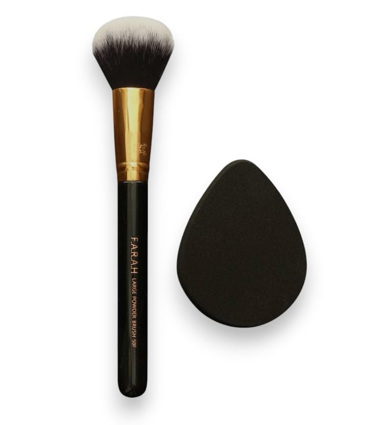 F.A.R.A.H. Powder Brush 50F & Body Blend Body Sponge - Multitasking Makeup Tools for Face and Body - 100% Vegan Bristles