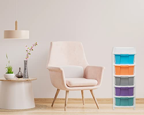 Image of Joyful Studio 5 Regular Size Plastic Modular Drawer System for Home, Office, Hospital, Parlor, School, Doctors, Home and Kids (Studio5 /Pastel, Beige)
