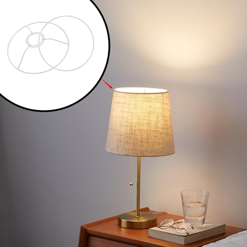 Image of KUMGROT 7.87 Inch Lamp Shades, Creative Harp Shade, Metal Iron Lamp for Bedroom And Living Room Lamps, 2 Set White Shade Frame