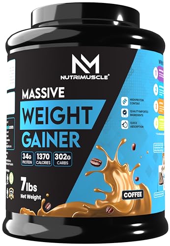 Image of NUTRIMUSCLE MASSIVE WEIGHT GAINER - 7 LBS - 3.175 KGS - CHOCO LATTE FLAVOUR - FOR MUSCLE AND MASS GAIN - MADE IN INDIA