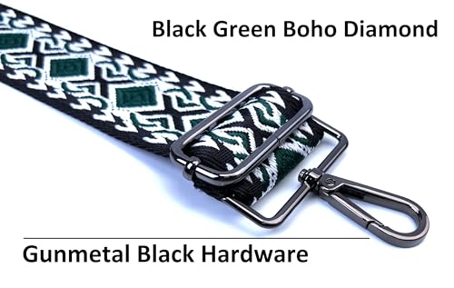 Image of Purse Strap Replacement for Crossbody Bags & Handbags | Premium Webbing with Gunmetal Black Hardware Clip-On Installation Adjustable Length Comfortable Wide Guitar Style Strap