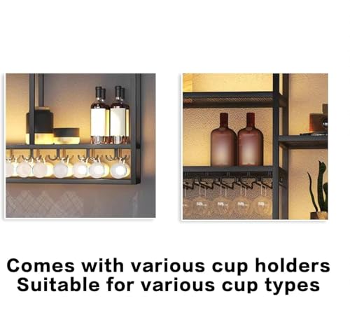 Étagère de Bar Murale à LED support verres à vin rangement bouteilles 100cm