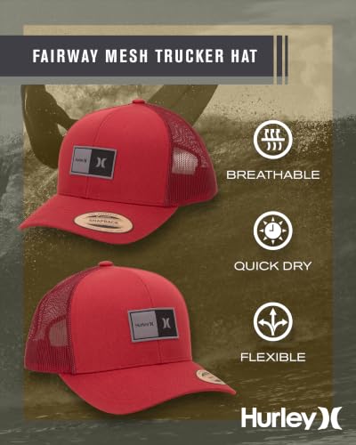 Image of Hurley Mens Trucker Hat - Flexible Quick Dry Fairway Mesh Trucker Hat for Men with Snapback Closure - Classic Mens Caps
