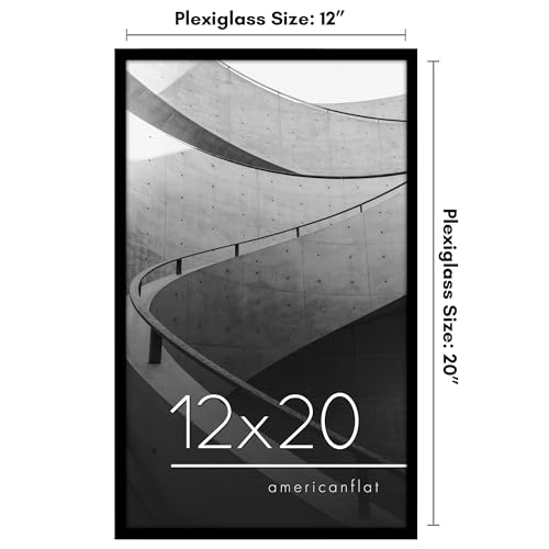 Americanflat 12x20 Picture Frame with Polished Plexiglass - Streamline Collection - Thin Border Picture Frame for Wall Display - Hanging Hardware Included - Black