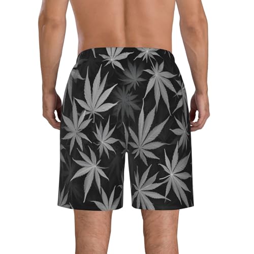 Green Skull Marijuana 420 Mens Swim Trunks Fashion Men's Board Shorts Quick Dry Swim Shorts with Mesh Lining3