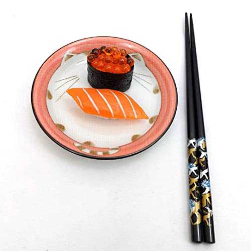 Japanbargain, Bamboo Chopsticks Reusable Japanese Chinese Korean Wood Chop Sticks Hair Sticks 5 Pair Gift Set Dishwasher Safe, 9 Inch (1, Multi-Crane) #TOP2