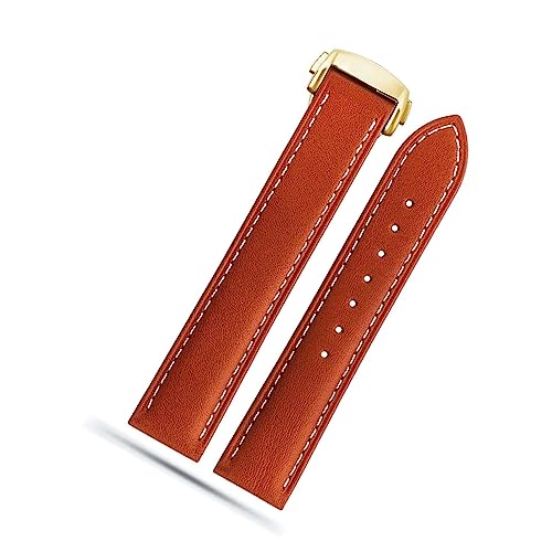 Bracelet pour Omega Seamaster avec fermoir pliant sécurisé et cuir marron clair 20mm