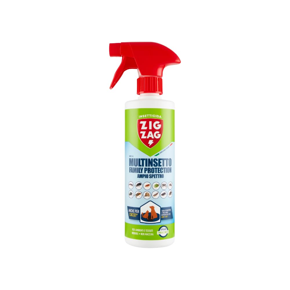 ZIG - ZAG Insetticida Spray Antipulci per ambienti, efficace contro pulci, zecche, mosche, zanzare e formiche, applicabile su cucce di cani e gatti, 400 ml