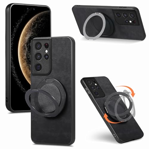 Rfvzubemok Compatible with Oppo F19 Pro Plus 5G,Compatible with Oppo A94 5G [PC + TPU + PU] 3-in-1 Built-in Magnetic Stand Shockproof Protective Case Black