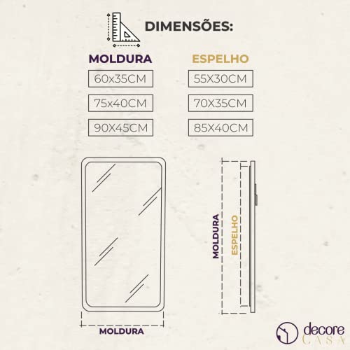 Espelho Retangular Decorativo Moldura Corino 90x45 - Marrom