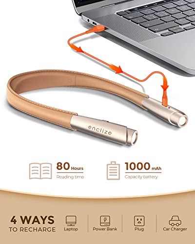 Enclize Rechargeable Led Neck Reading Light, Book Lights For Reading In Bed, 3 Brightness Levels, Flexible Soft Arms Comfortable Wear, Hand Free, Long Lasting, Perfect For Reading, Knitting, Crafts #TOP2