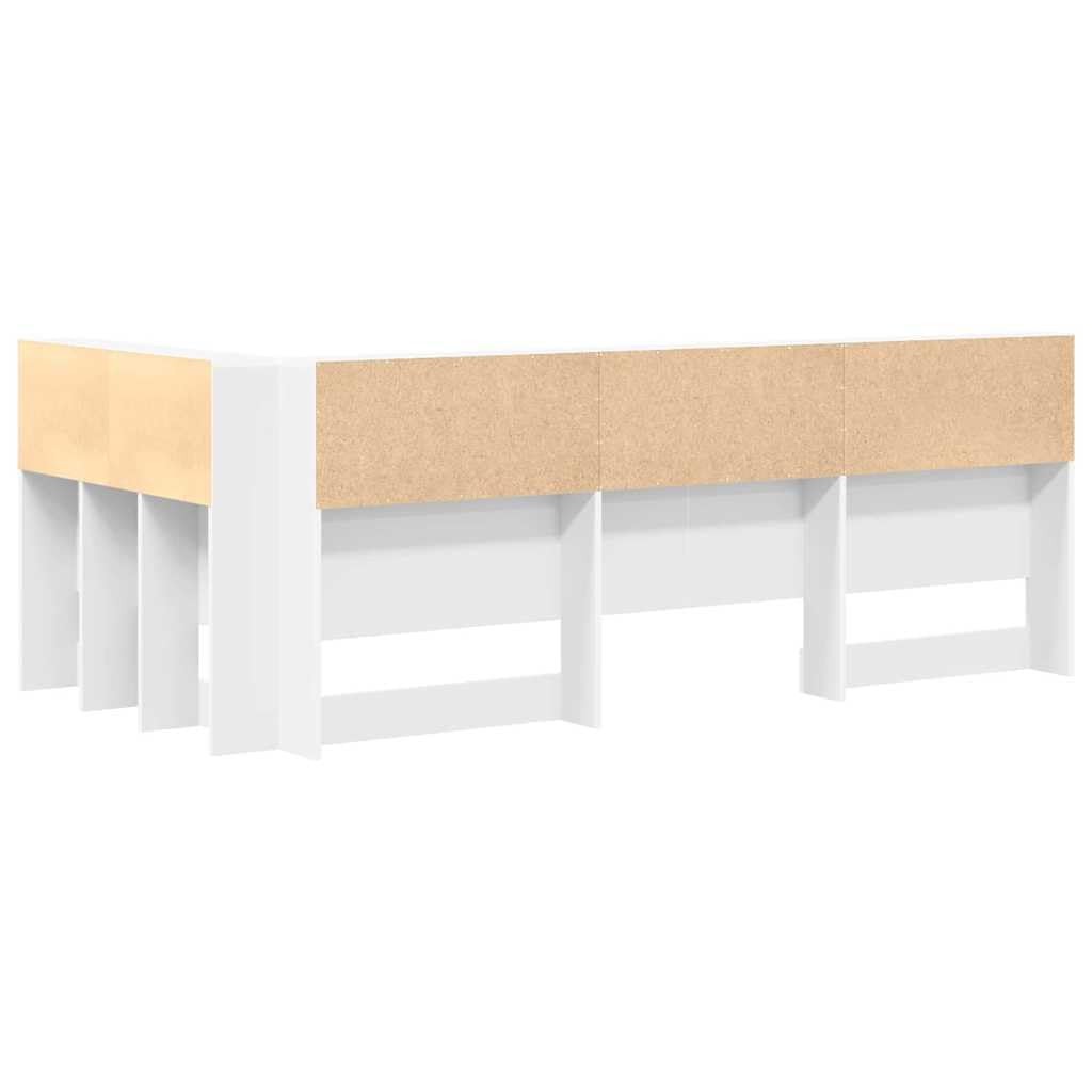 Cabecero de Madera en Forma de L con Estantes de Almacenamiento Abiertos, Cabecero de Cama Modular de Esquina para Dormitorio, Se Adapta a Marcos de Cama Estándar (100x200cm)