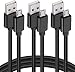 Micro USB Cable, 6FT 3 Pack Long Universal Heavy Duty Rugged Micro USB Data Cord, High Speed Sync & Charger Cord Wire Android Samsung Galaxy S6 LG - Black