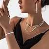 Meteorstarry Silberschmuck Damen 925, 3 Paar Glizter Ohrringe Silber 925 Hängend+Silberkette Ohne Anhänger+Silberarmband,Silberne Schmuckset Ketten Set Silver Jewellery Hochzeitsschmuck für Frauen #2