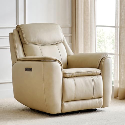 Image of Home Centre | Potsdam Half Leather 1-Seater Zero Gravity Electric Recliner | Recliner Sofa for Living Room | Ivory | 1 Year Warranty