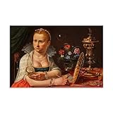 Clara Peeters Poster d'?uvres classiques autoportrait de Clara Peeters - Impression sur toile - D�coration murale pour salon - 40 x 60 cm