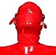ALMYMM Sexy Erotik Rote Latex Bondage Maske mit abnehmbaren Augen und Mundaufklebern mit rückseitigem Reißverschluss, Fetisch BDSM Cosplay Maske, Mode Liebhaber (M)