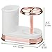 mDesign Decorative Bathroom Dental Storage Organizer Holder Stand for Electric Spin Toothbrush/Toothpaste - Compact Design for Countertop and Vanity, Holds 4 Standard Brushes - White/Rose Gold
