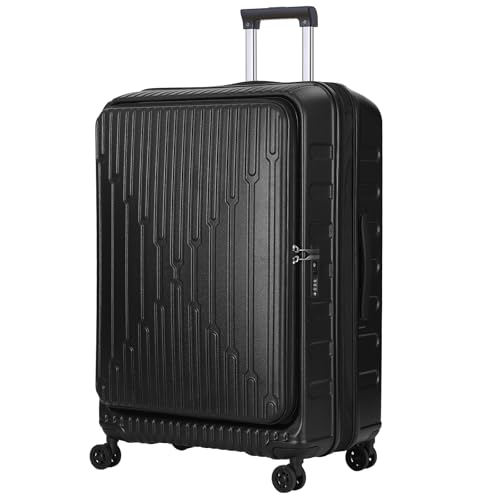 Image of Kaleenie 29 Inch Luggage with Expansion & Side Opening Design, 50 * 31(35)*76cm, 117L~133L Ligthweight ABS+PC Hardshell Checked Suitcase, TSA Lock & YKK Zipper with HINOMOTO 360 Wheels, Black