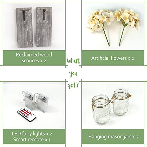 Besuerte Rustic Wooden Wall Hanging Decor With Led String Lights For Modern Living Room And Bedroom, Inspirational Country Style Vintage Wall Decoration Art, 6 Hour Timer Set Of 2 Grey #TOP2