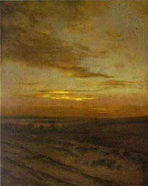 Peinture à l'huile de Savrasov : Évadez-vous avec Evening Birds Flying Away
