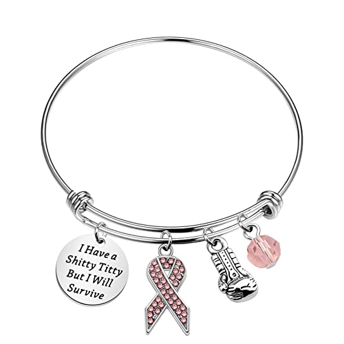 Bracelet à breloques ruban rose message d'espoir PLITI