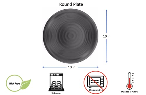 Melamine-Round-Dinner-Plate-Set-Black-8-9-10-115-dia-Black-LJP-Series-12-10