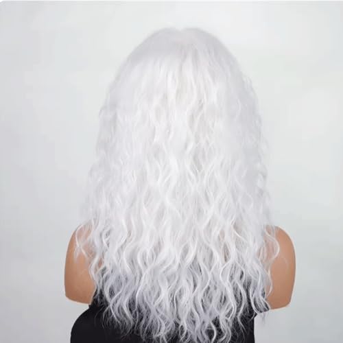 Perruque ondulée mi-longue avec frange paresseuse pour femme style quotidien D