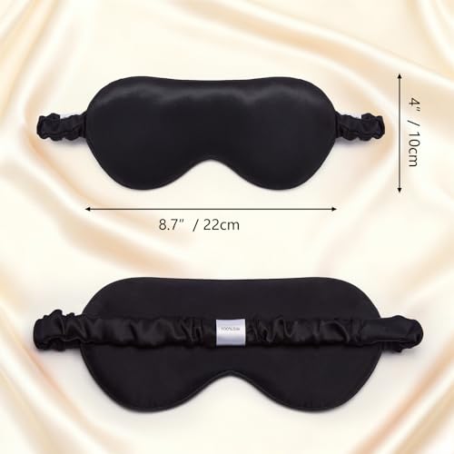 SOO DΞSIVI 100% Pure 6A Mulberry Black Silk Sleep Mask for Women and Men, Adjustable Blackout Eye Cover, Breathable Travel Eye Mask for Sleeping, Zero Pressure Comfort — view 4