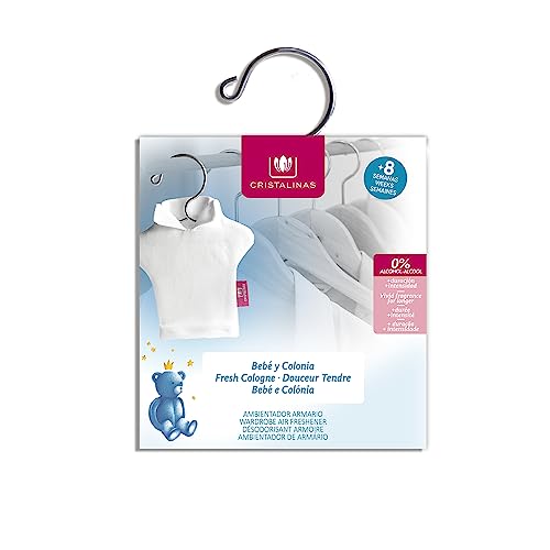 CRISTALINAS | Ambientador Percha para Armario | Aroma Bebé y Colonia | 100% Reciclable | Cerámica Sólida | Larga Duración 8 Semanas | 0% Alcohol