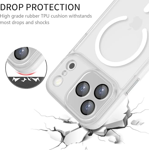 Image of Elzzi Magnetic Magsafe for iPhone 17 Pro Max Case (Compatible with MagSafe) Slim Translucent Matte Shockproof with Anti-Fingerprint Phone Case - Transparent