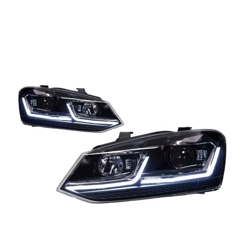 BCCH Auto Parts Compatible For VW POLO Headlights 2011-2018 GTI latest Styling Daytime Lights Dual Projector Car Accesorios Modified(H4,LHD)