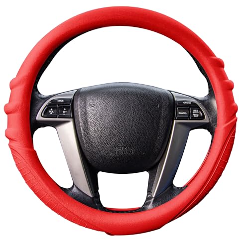 FH Group FH3003RED Red Steering Wheel Cover (Silicone W. Grip & Pattern Massaging grip Red Color-Fit Most Car Truck Suv or Van)