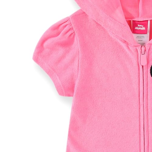 Disney Minnie Mouse Girls Hooded Terry Swimsuit Cover-Up with Ears Zip-Up Beach Robe for Big Kids3