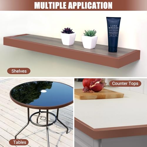 Image of Rubber Edge Trim, 1 Inch(25mm) Self Adhesive Peel and Stick Edge Guards, Flexible U Shaped Strip for Kitchen &Garbage Drawer Fronts, Cabinets, Desks and Shelfves, Brown, 10Ft