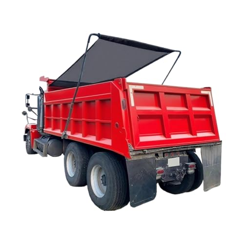 Dump Truck Mesh Tarp Cover 7X18 PVC Coated Black Heavy Duty Mesh Trap Cover with 5 and 3 Pocket Brass Grommets Reinforced Double Needle Stitch Webbing Hem Fits Manual or Electric Dump Truck