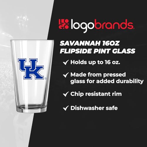 Image of Logo Brands NCAA 16 oz Pint Glass - Durable Glass With Bold Team Color- Chip-Resistant Rim Drinkware For Fans, Tailgates, Home Bars & Everyday Use