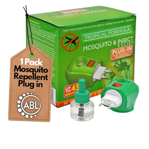 Plug-in Mosquito Repellent Plug-in Insect Killer for Home & Travel Lasts for up to 45 Nights per Refill | Includes 1 Refill & Plug | Long Lasting Performance | 1 Pack