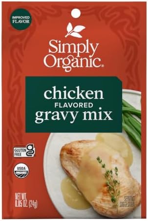 Simply Organic Chicken Flavored Gravy Mix, 0.85 Ounce 12-Pack, Certified Organic, Gluten-Free, Kosher, Rich Chicken Gravy