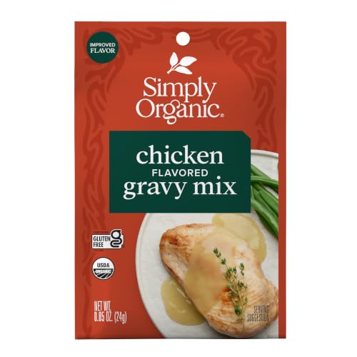 Simply Organic Chicken Flavored Gravy Mix, 0.85 Ounce 12-Pack, Certified Organic, Gluten-Free, Kosher, Rich Chicken Gravy