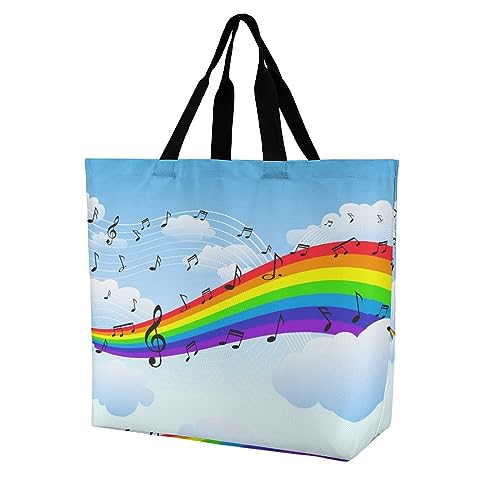 Sac shopping musique arc-en-ciel grand cabas 40x16x40cm pour femme