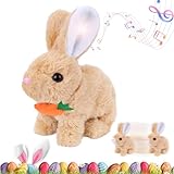 Yizemay Hüpfendes Kaninchen, Elektrischer Osterhase Plüschtier, Interaktives Elektronisches Haustier, Hasen Kuscheltiere Klein, Haustier Plüschhase mit Bewegung & Geräuschen für Ostergeschenk