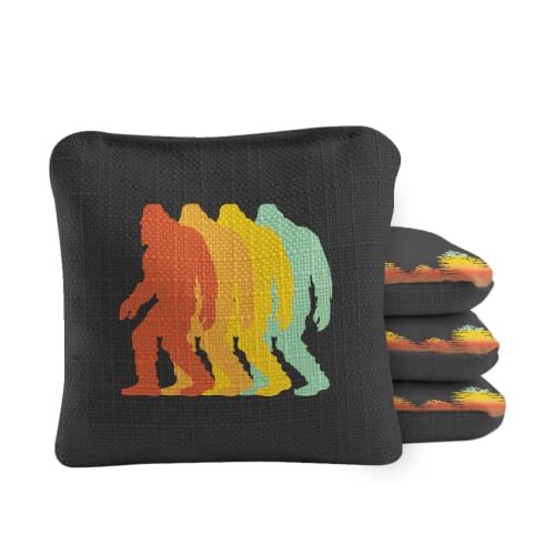 ACA Synergy Pro Professional Cornhole Bags Dual Sided Regulation 6x6 Set of 4 Retro Sasquatch Black