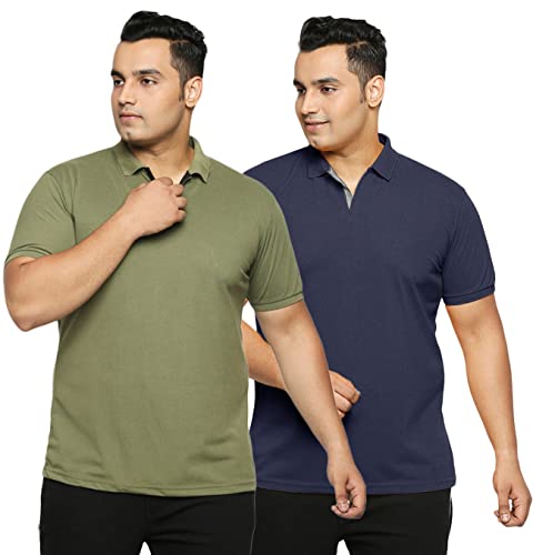 Image of Wear Your Opinion Men's Plus Size Half Sleeve Polo T-Shirt Combo (Set of 2)