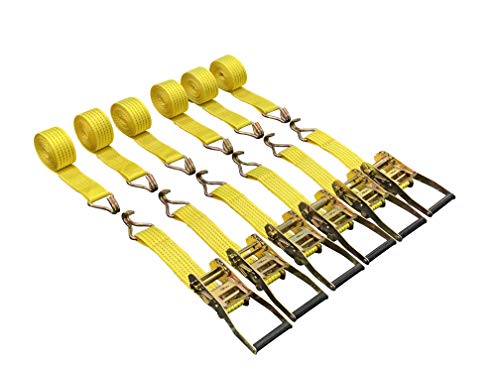 Ratchet Tie Down Straps, 2 in x 15 ft, 5,000 lb Breaking Strength, J-Hook, 6-Pack by Cargo Control - Used condition - Image 6